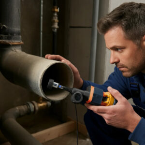 %Focuskw% | Grapids Home Services Plumber checking a pipe for jetting