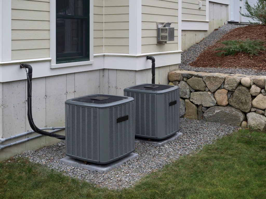 Heating and air conditioning units outside of a home